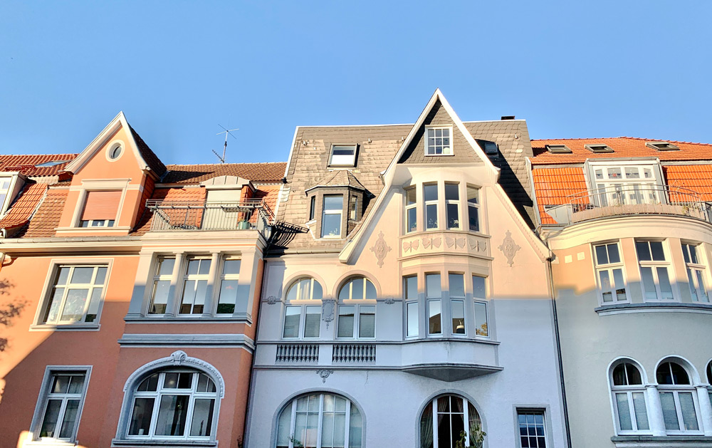 Schöne Giebel und Fassaden im Kreuzviertel Münster